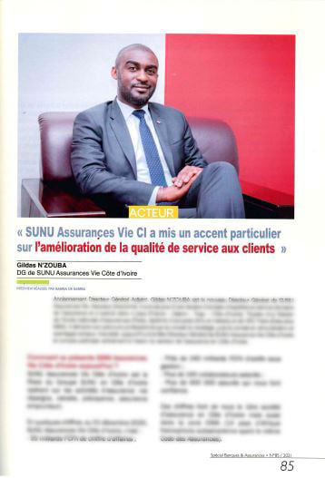 MR GILDAS N'ZOUBA, CEO OF SUNU ASSURANCES VIE COTE D'IVOIRE, IN PME MAGAZINE